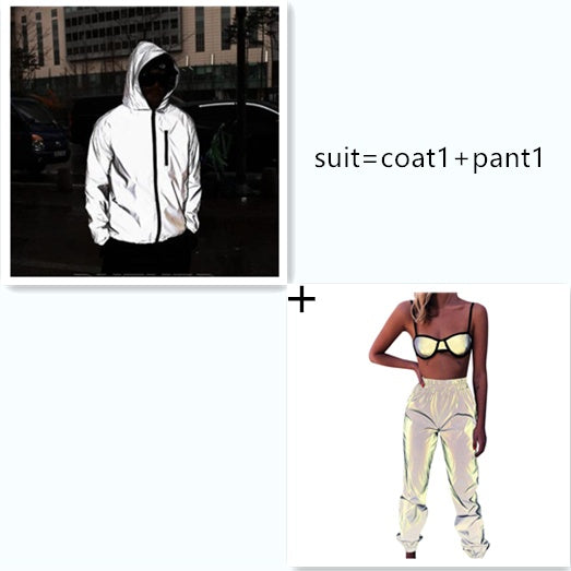 Reflective Elastic Pants for Rave and EDM Festivals