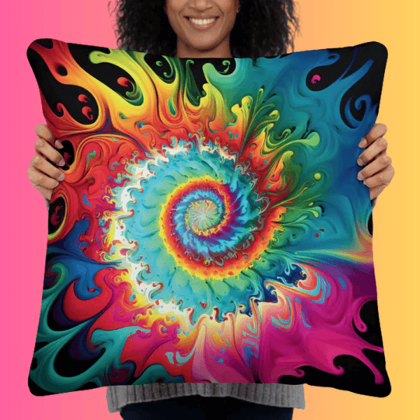 Vibrant Tie-Dye Pillow for Rave Enthusiasts