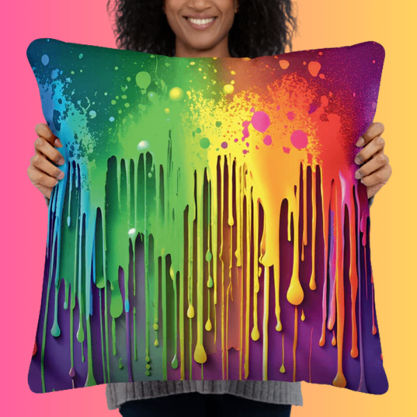 Abstract Paint Drip Pillow for Raves and Festivals - EDMFestieGear.com