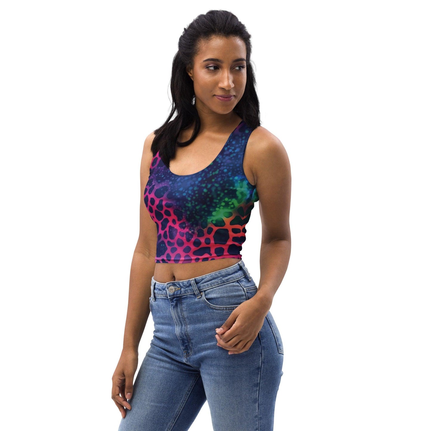 Neon Leopard Print Crop Top for Raves - EDMFestieGear.com