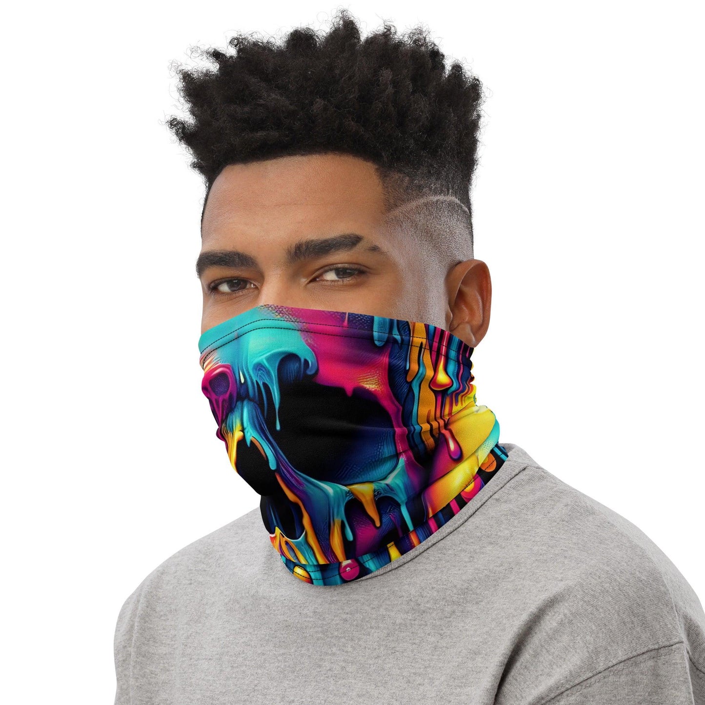 Playful Dripping Skull Neck Gaiter for Festivals - EDMFestieGear.com