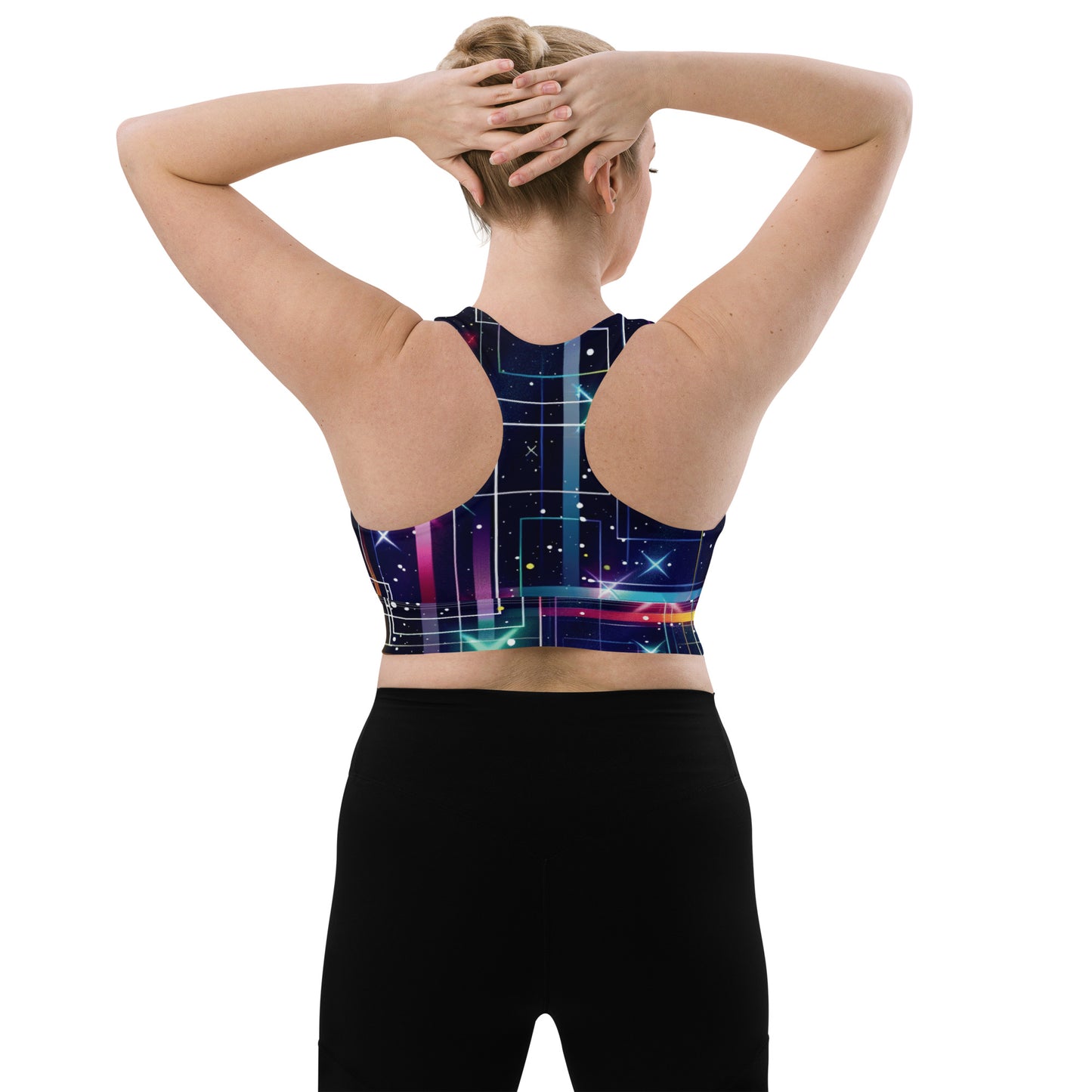 Abstract Longline Sports Bra for Raves & Festivals - EDMFestieGear.com