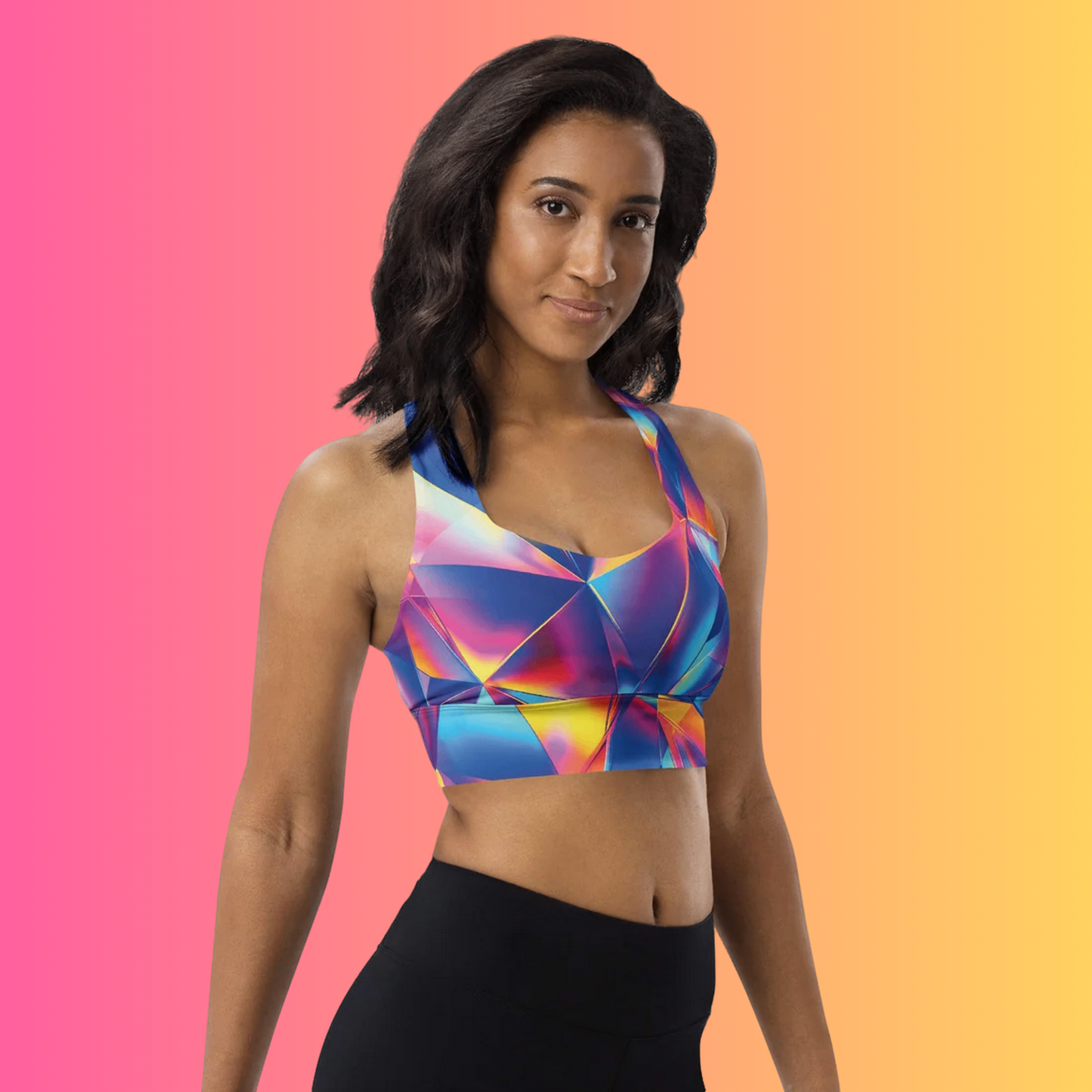 Abstract Longline Sports Bra for EDM Lovers - EDMFestieGear.com