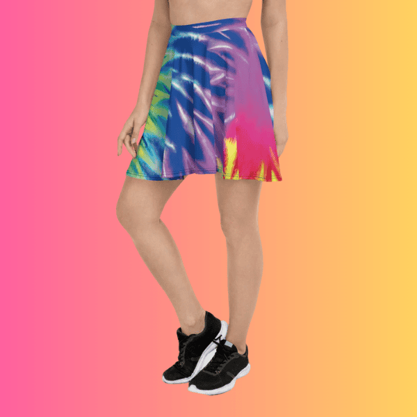Electrifying Neon Tie-Dye Skater Skirt for Raves and Festivals