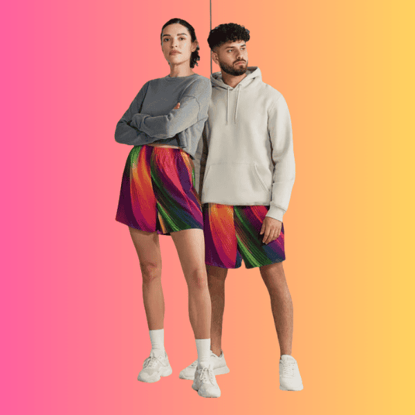 Vibrant Unisex All-Over Print Long Athletic Shorts for EDM Festivals