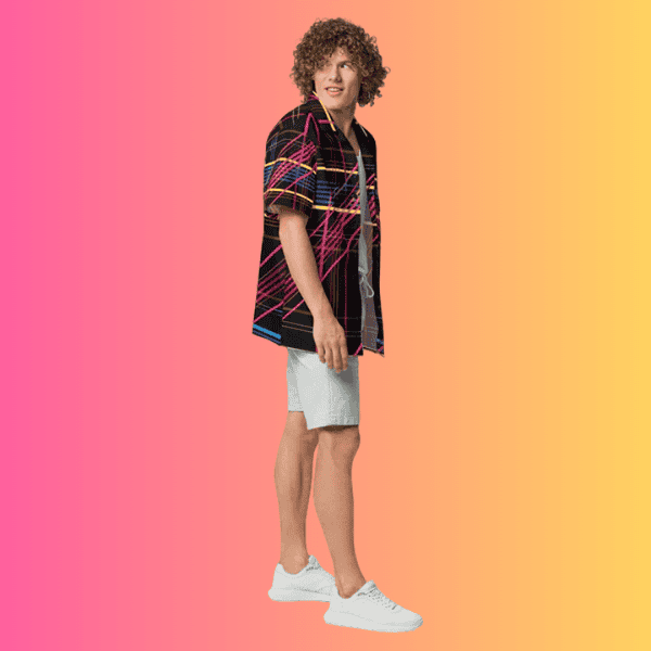 Vibrant Plaid Button-Up Shirt for Rave and Festival Vibes