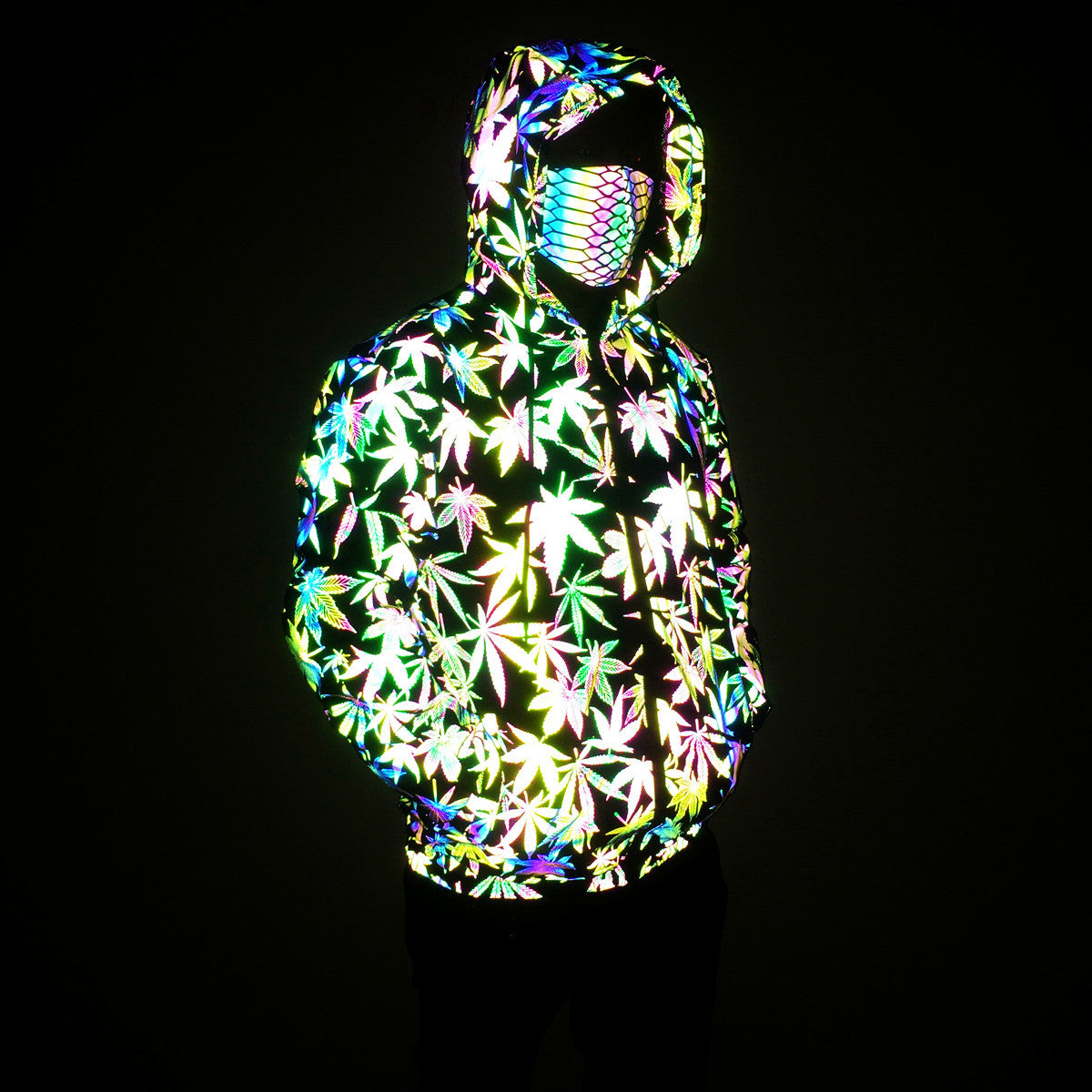 Reflective Hooded Jacket for EDM Raves and Music Festivals