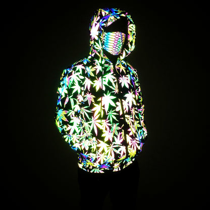 Reflective Hooded Jacket for EDM Raves and Music Festivals