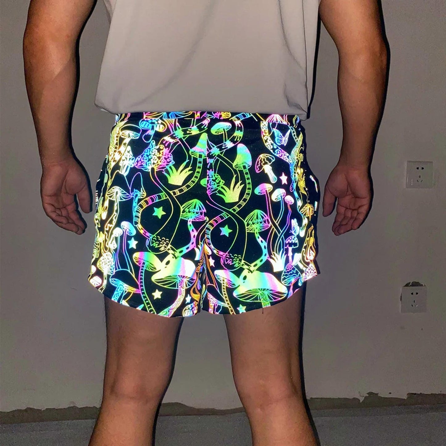 Mushroom Reflective Shorts for Rave and EDM Festivals