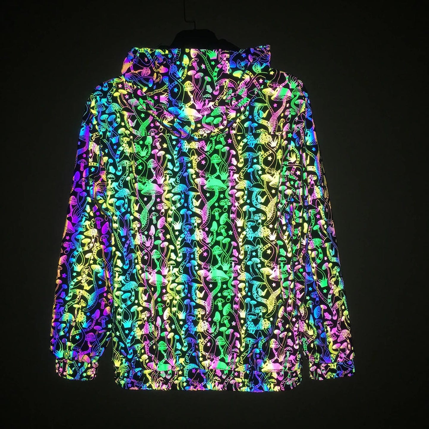 Reflective Hooded Jacket for EDM Raves and Music Festivals