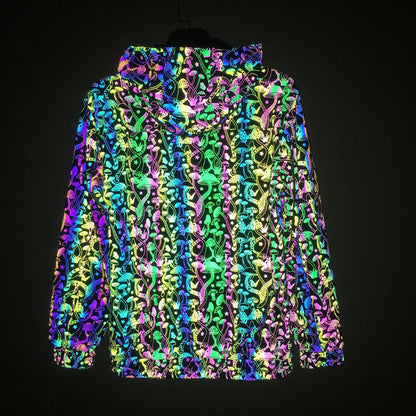 Reflective Hooded Jacket for EDM Raves and Music Festivals