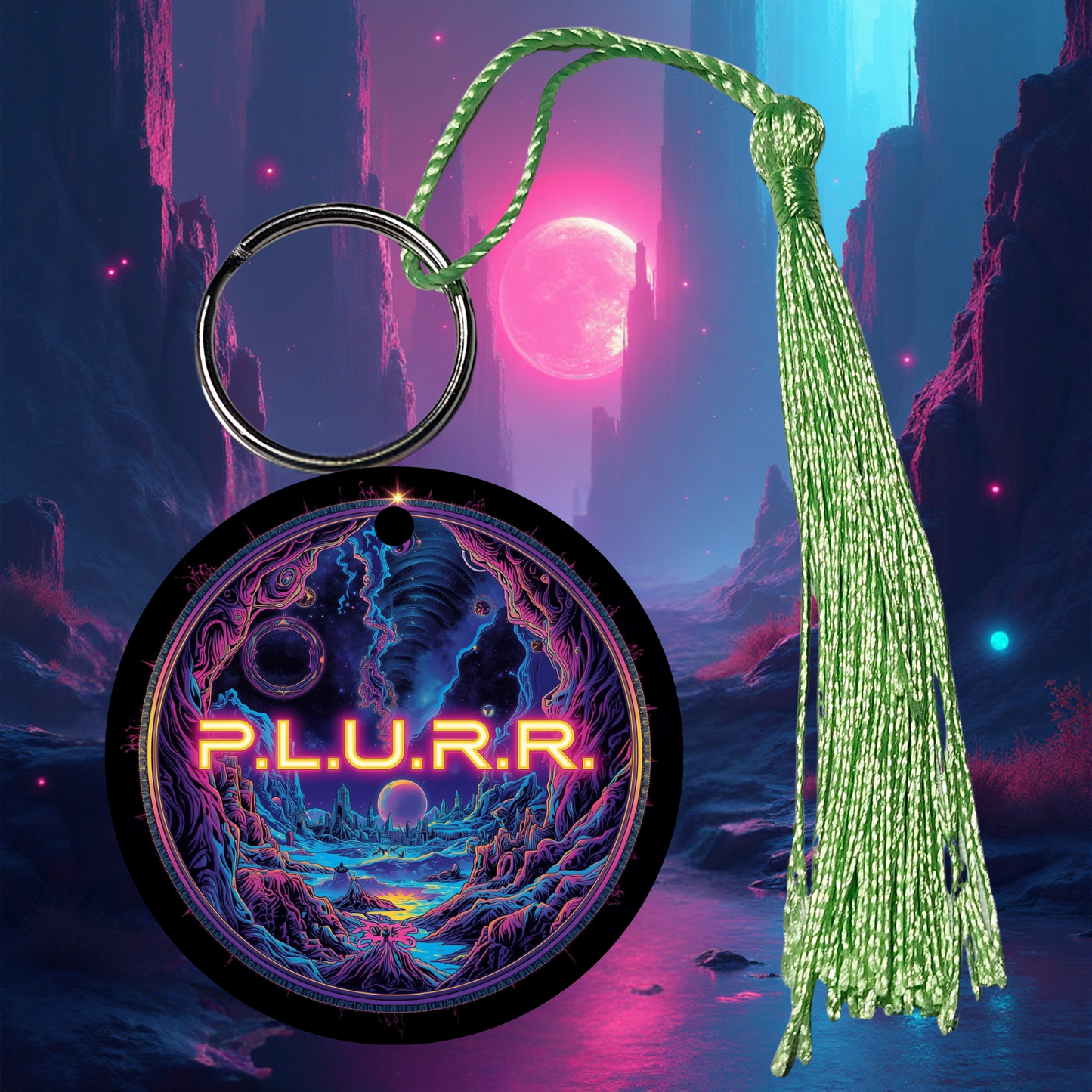 PLURR Aluminum Keychain for Raves and Festivals