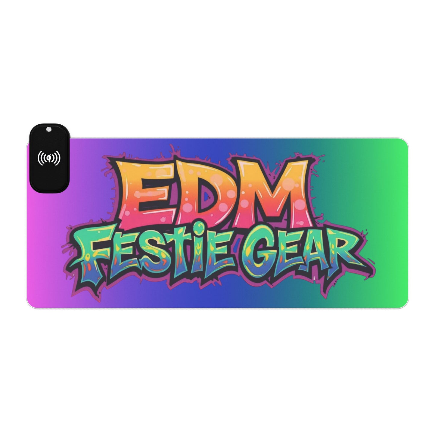 LED Wireless Charging Gaming Mouse Pad - 'EDM Festie Gear' RGB Desk Mat for Ravers