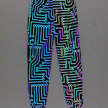 Reflective Rave Festival Pants for EDM Enthusiasts