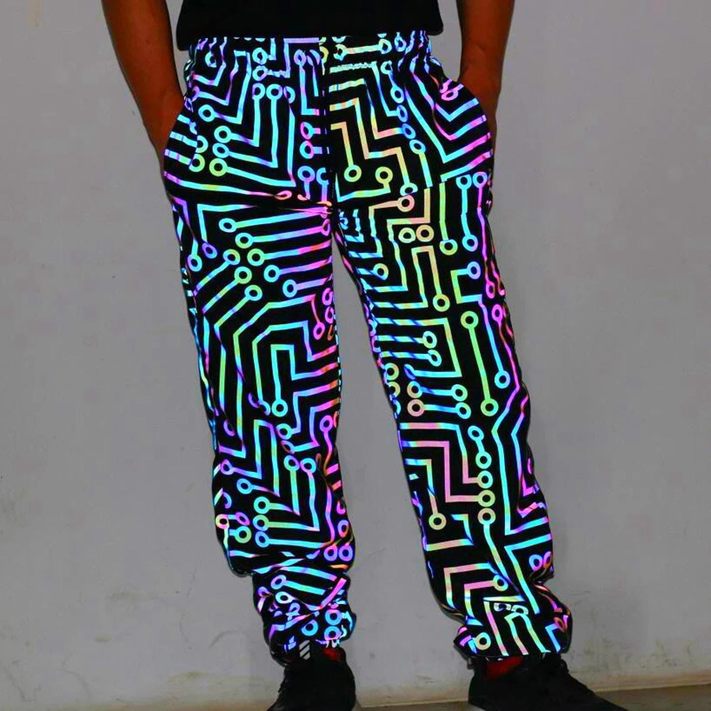 Reflective Rave Festival Pants for EDM Enthusiasts