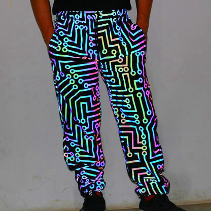 Reflective Rave Festival Pants for EDM Enthusiasts
