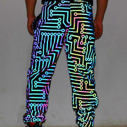 Reflective Rave Festival Pants for EDM Enthusiasts