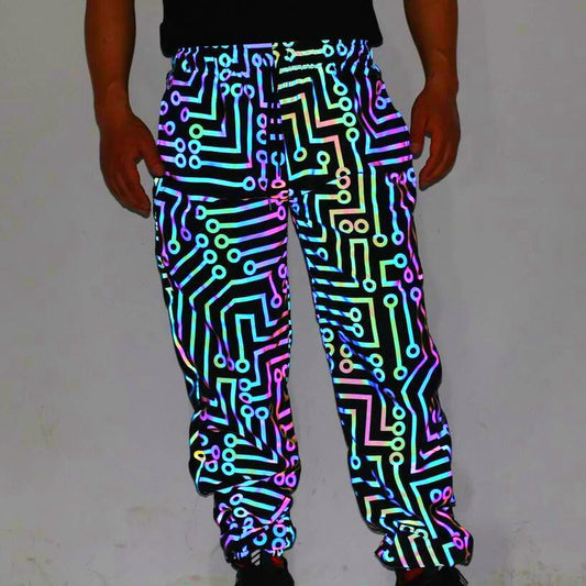 Reflective Rave Festival Pants for EDM Enthusiasts