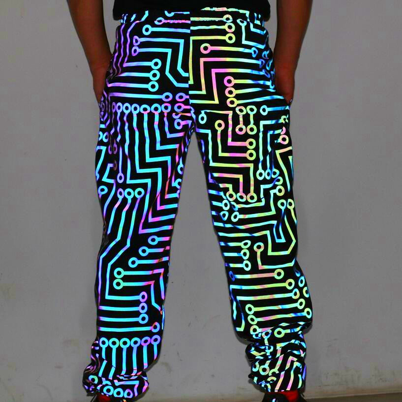 Reflective Rave Festival Pants for EDM Enthusiasts