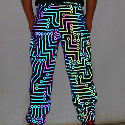 Reflective Rave Festival Pants for EDM Enthusiasts