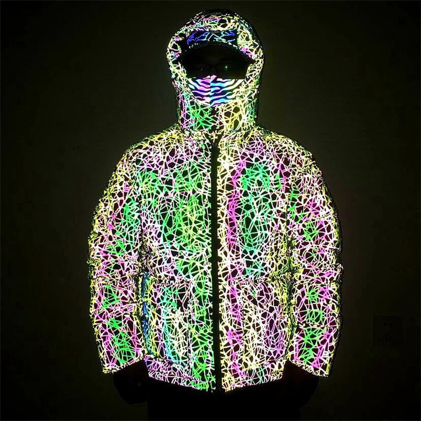 Holographic Reflective Rave Coat for EDM Festivals