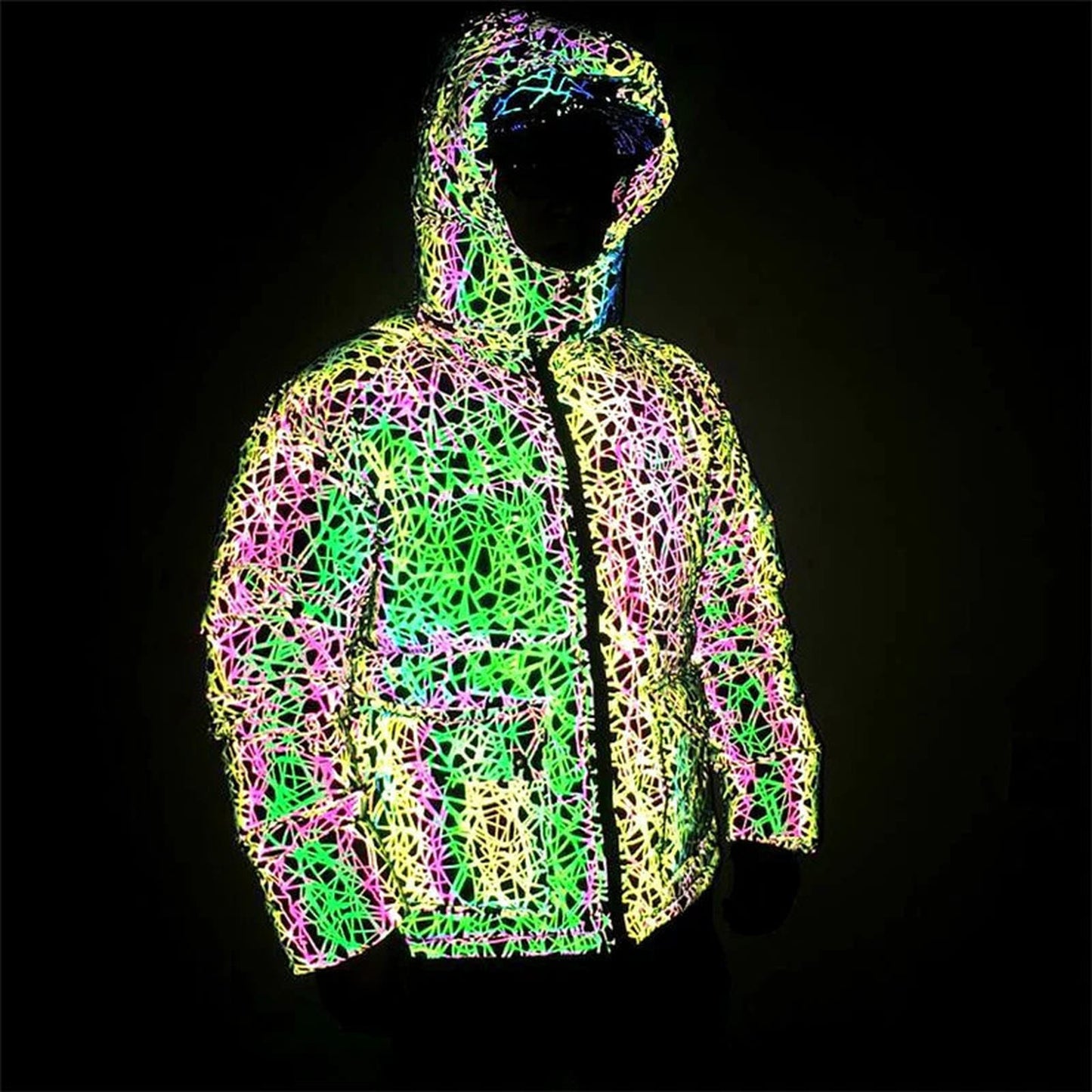 Holographic Reflective Rave Coat for EDM Festivals