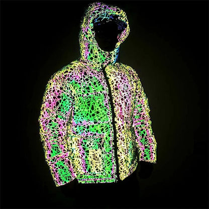 Holographic Reflective Rave Coat for EDM Festivals