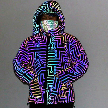 Holographic Reflective Rave Coat for EDM Festivals