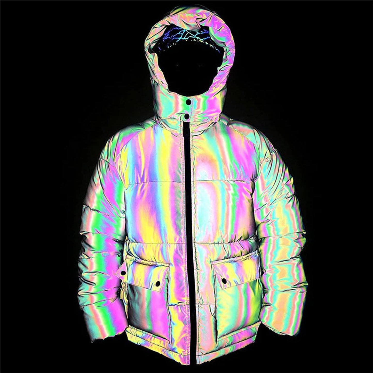 Holographic Reflective Rave Coat for EDM Festivals