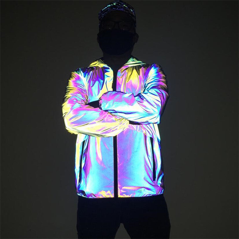 Reflective Hooded Coat for Raves and EDM Festivals