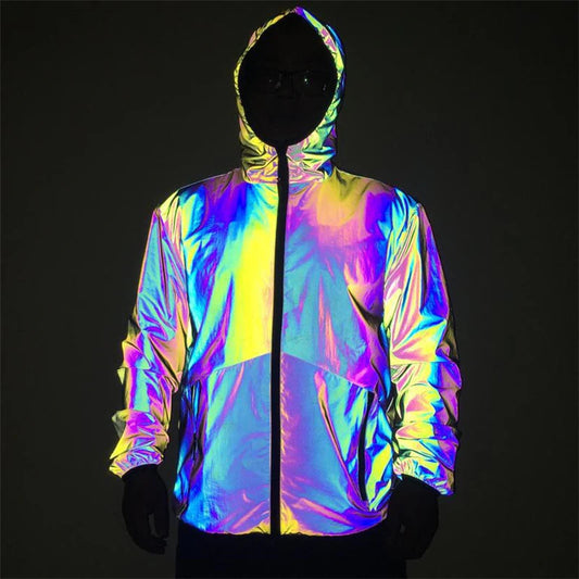 Reflective Hooded Coat for Raves and EDM Festivals