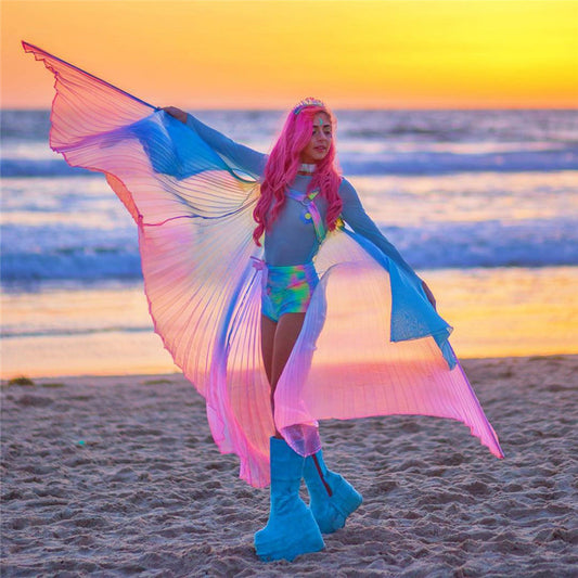 Transparent Belly Dance Colorful Wings Stage Props
