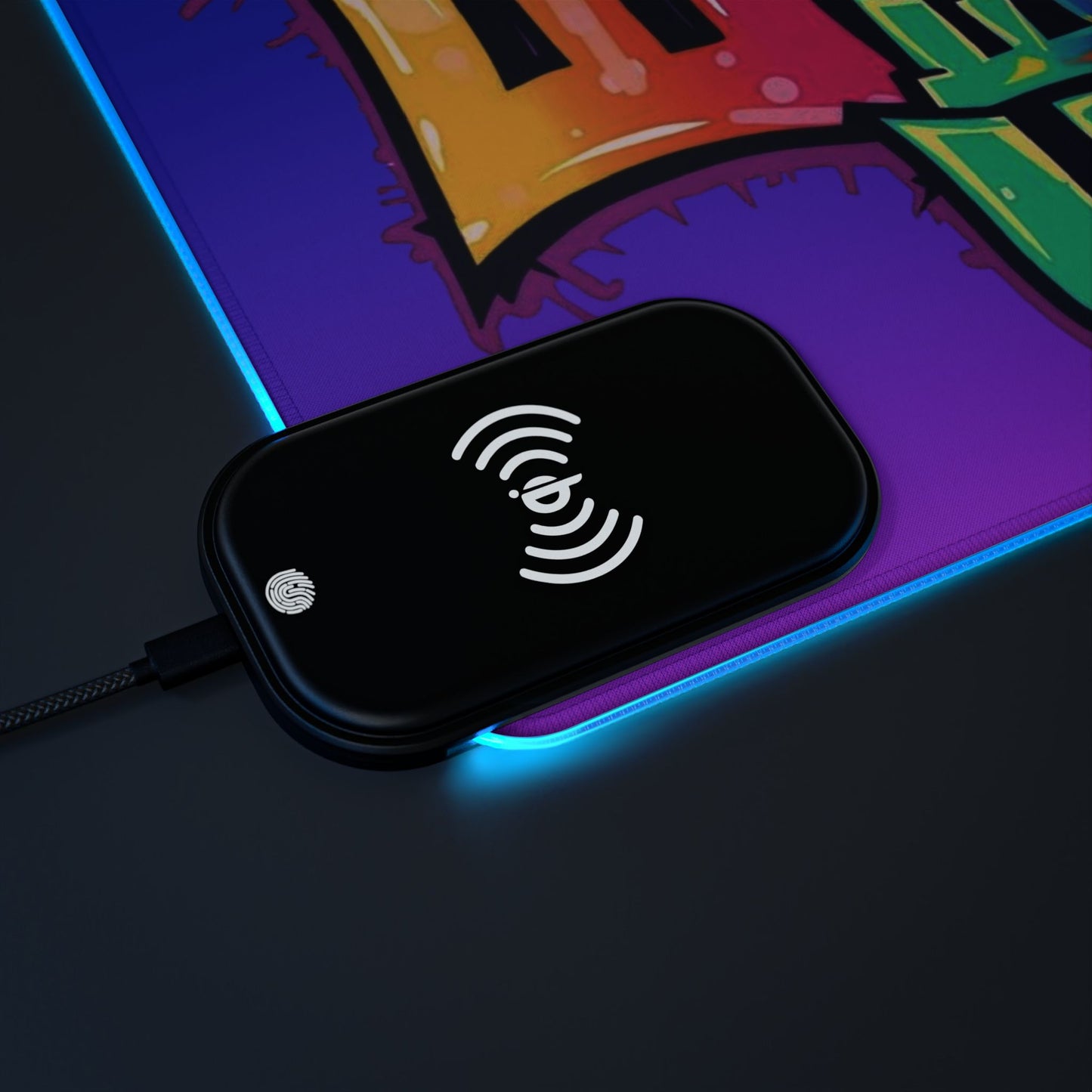 LED Wireless Charging Gaming Mouse Pad - 'EDM Festie Gear' RGB Desk Mat for Ravers