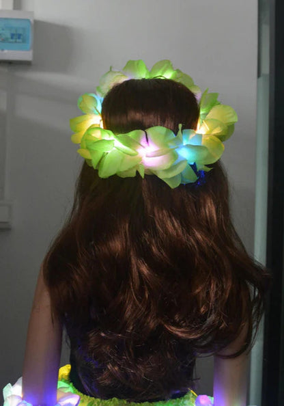 LED Hawaiian Lei Headband Light-Up Accessory for EDM Festivals and Raves