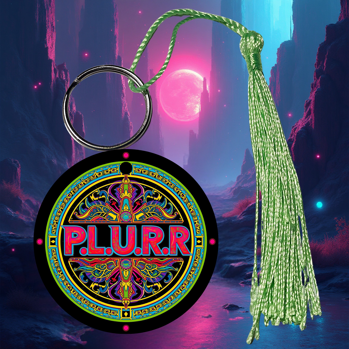 PLURR Aluminum Keychain for Raves and Festivals