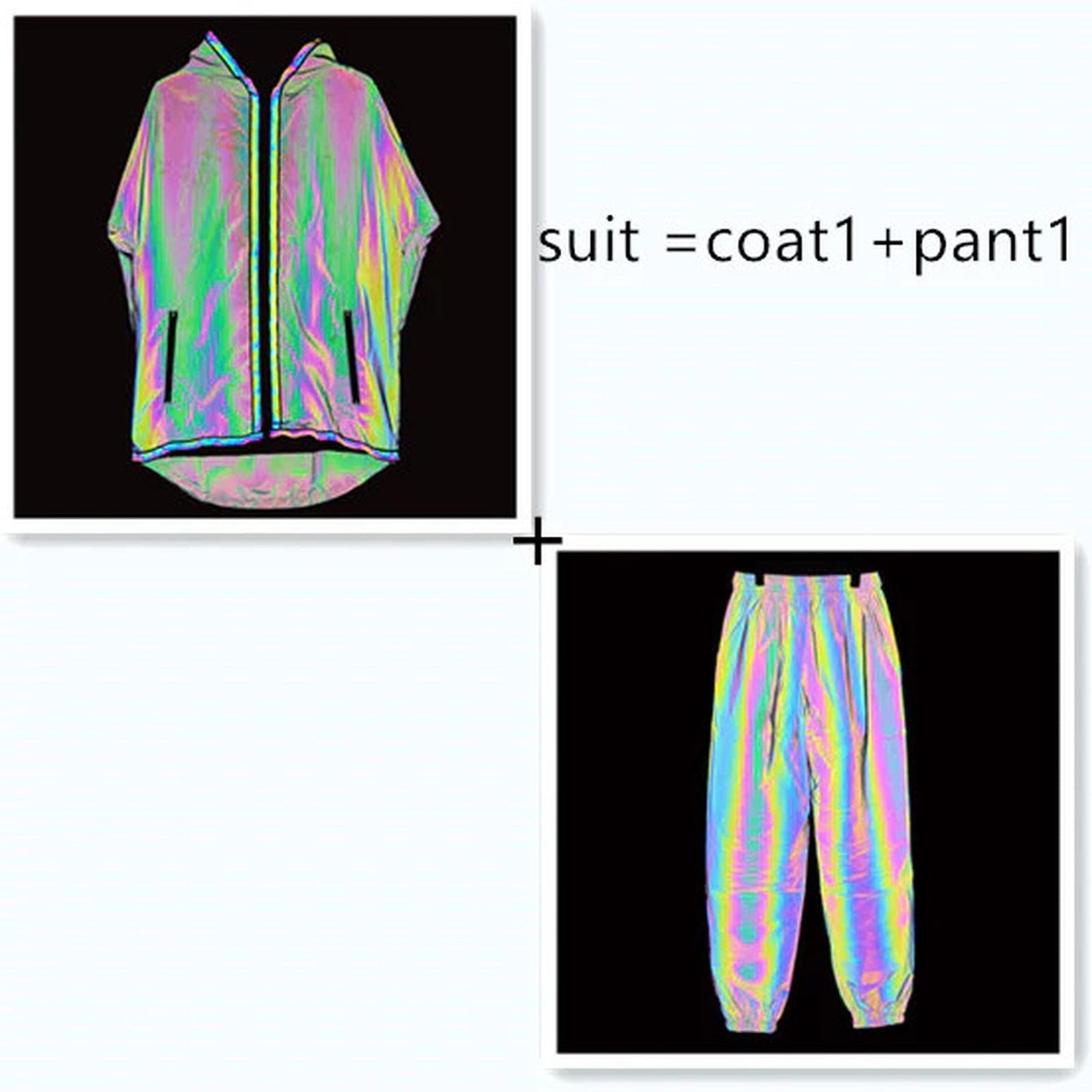 Men Seven Colored Night Reflective Pants Street Dance Jogger Pants Unisex Couple Hip Hop Punk Rave EDM Festival