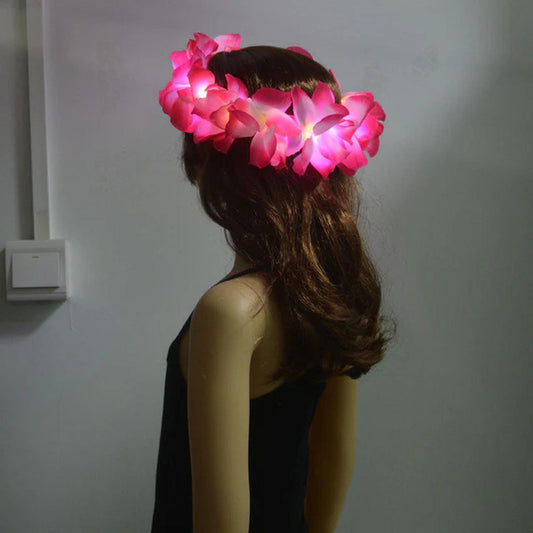 LED Hawaiian Lei Headband Light-Up Accessory for EDM Festivals and Raves