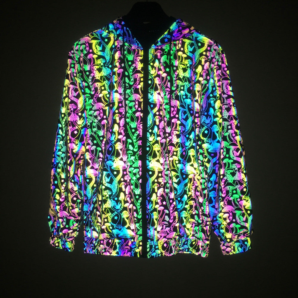 Reflective Hooded Jacket for EDM Raves and Music Festivals