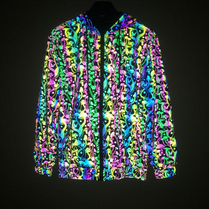 Reflective Hooded Jacket for EDM Raves and Music Festivals