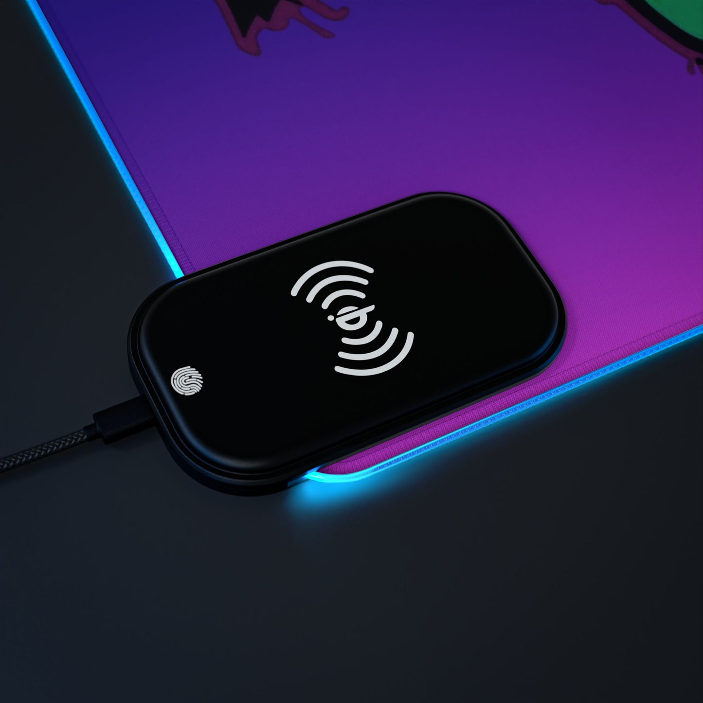 LED Wireless Charging Gaming Mouse Pad - 'EDM Festie Gear' RGB Desk Mat for Ravers