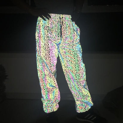Festive Reflective Pants for EDM Rave Festivals