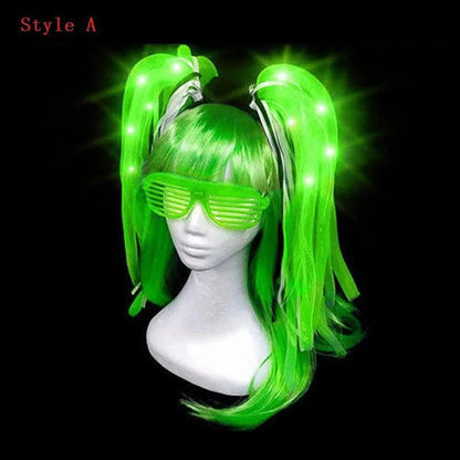 Light-Up Hair Braids Headbands with LED Glow for Rave and EDM Festivals