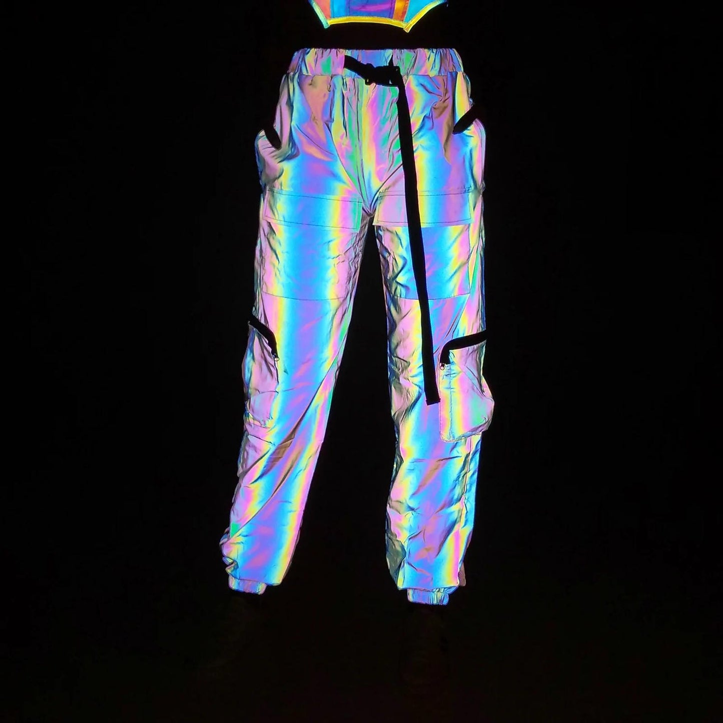 Reflective Plus Size Pants for EDM Festivals and Raves