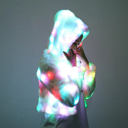 Colorful LED Lighting Clothes Jacket Faux Fur
