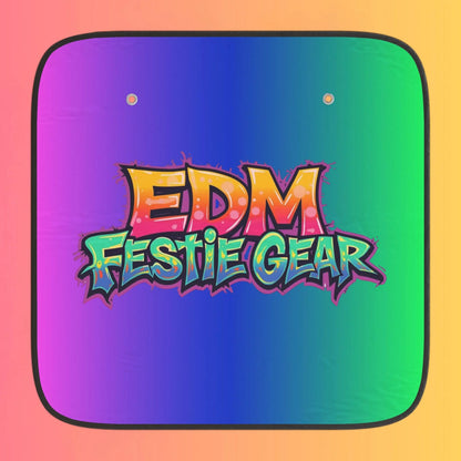 EDM Festie Gear Car Sun Shade — Neon Gradient Auto Windshield Protector