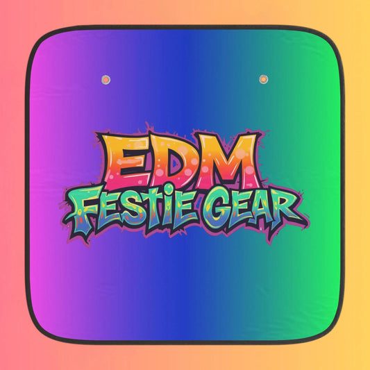 EDM Festie Gear Car Sun Shade — Neon Gradient Auto Windshield Protector
