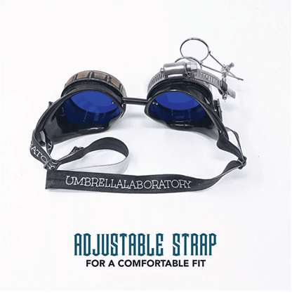 Victorian Steampunk Goggles with magnifying eye loupes blue lenses