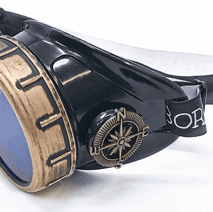 Victorian Steampunk Goggles with magnifying eye loupes blue lenses