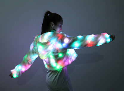 Colorful LED Lighting Clothes Jacket Faux Fur