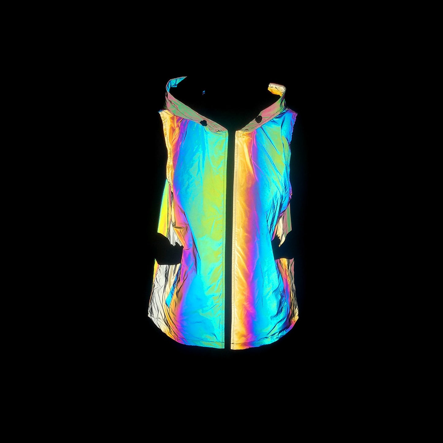 Reflective Sleeveless Hoodie Coat for EDM Festivals and Raves